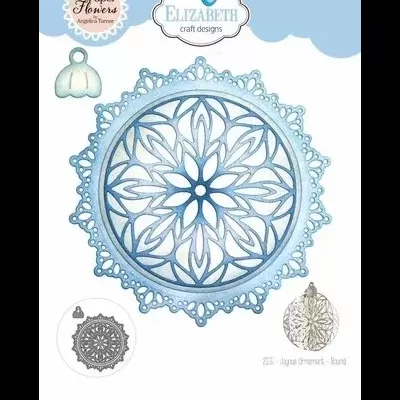 Papel recortado azul com design floral redondo e bordas rendadas