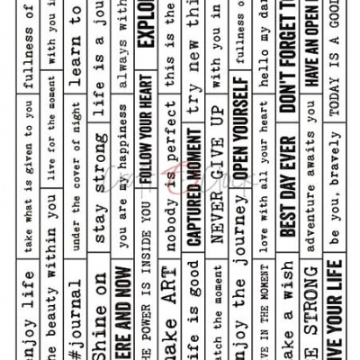 Conjunto de recortes de cartão com frases motivacionais em inglês, letras pretas em fundo branco