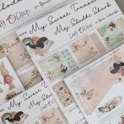 Conjuntos de papel decorativo para artesanato My Sweet Treasure e Mój Słodki Skarb