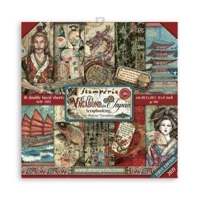 Pacote de papéis para scrapbooking com desenhos japoneses tradicionais