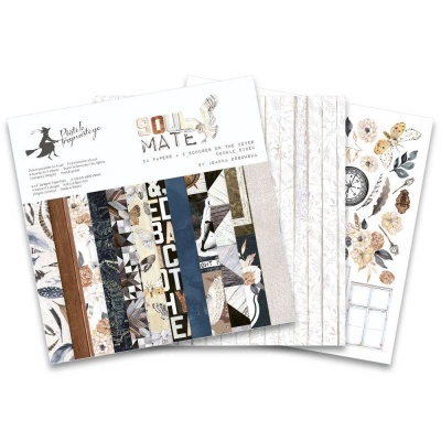 Bloco de papel decorativo variado com padrões florais e geométricos em tons neutros