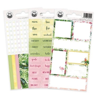 Folhas de autocolantes para planeamento com padrões florais tropicais e etiquetas coloridas