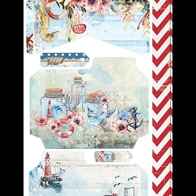 Conjunto de papel para artesanato com temas marinhos e florais coloridos