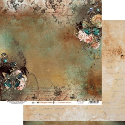 Papel decorativo vintage com flores, borboletas e escrita