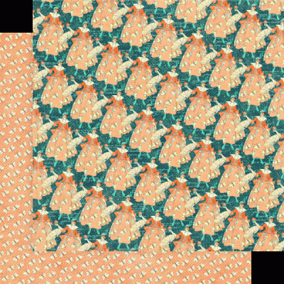 Papel de parede com padrão repetitivo de figuras femininas em vestidos largos cor de pêssego