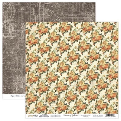 Papel decorativo duplo floral e padrão técnico em duas faces