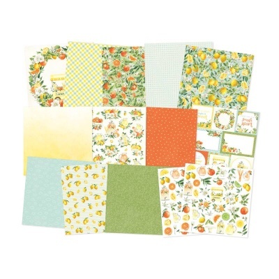 Folhas decorativas com padrões de frutas cítricas para scrapbooking