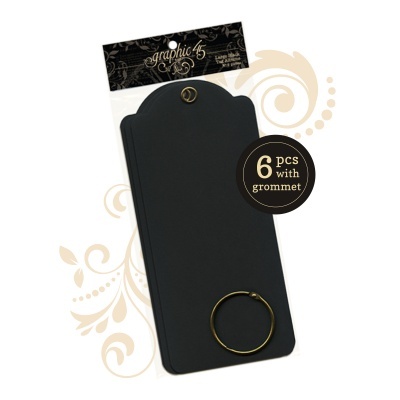 Conjunto de etiquetas pretas com arame dourado, embalagem Graphic 45