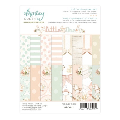 Papel decorativo Mintay Papers tema Little One com padrões em tons pastel