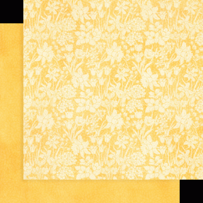 Papel de embrulho amarelo com padrão floral e folha lisa
