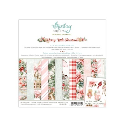 Papel para scrapbooking Merry Little Christmas com padrões natalícios variados
