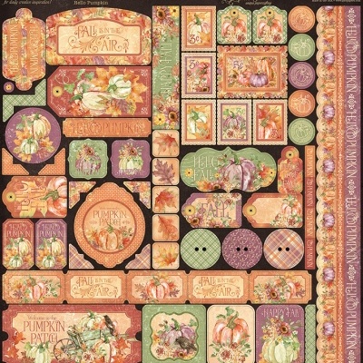 Folhas de etiquetas autocolantes decorativas com temas de outono e abóboras