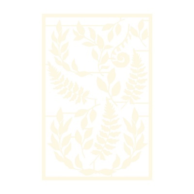 Padrão decorativo com folhas em tons creme claro sobre fundo branco