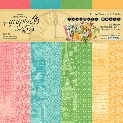 Papel de scrapbooking Graphic 45 Ephemera Queen com padrões coloridos vintage