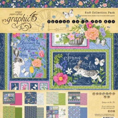 Pacote de papéis decorativos temáticos com desenhos florais e animais em tons primaveris.