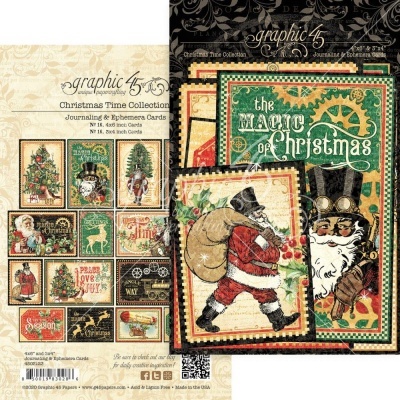 Cartões de efemérides natalícias vintage da coleção Christmas Time Collection da Graphic 45