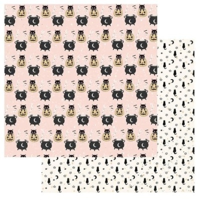 Papel decorativo com padrão de gatos em fundo rosa claro e branco