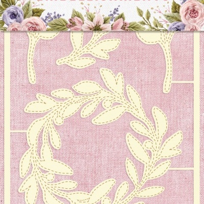 Pacote de light chipboard embellishments com padrão de coroa de folhas em bege e fundo rosa