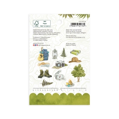 Conjunto de autocolantes de natureza e campismo com guitarra, botas, fogueira e outros elementos coloridos