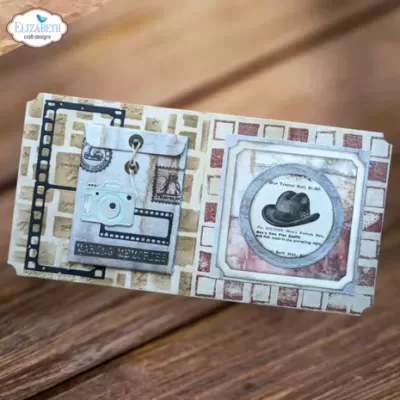 Dois cadernos artesanais decorados com tema vintage e padrão de tijoleira