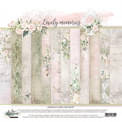 Papel decorativo com flores e texto Lovely memories