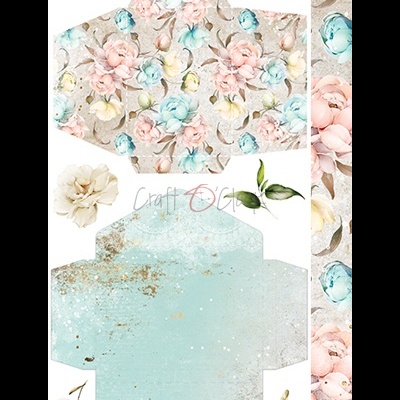 Moldes para caixinhas de papel com design floral e texto 'Craft'