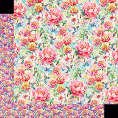 Papel decorativo com padrão floral multicolorido sobre fundo claro