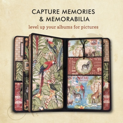 Capas de álbuns de fotografias com estampas de animais selvagens e floresta tropical