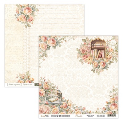 Papéis decorativos florais para scrapbooking com elementos vintage e texto 'Scrap Boys'