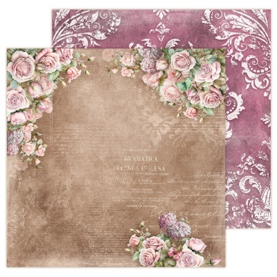 Papéis decorativos quadrados com flores e texto branco em estilo vintage