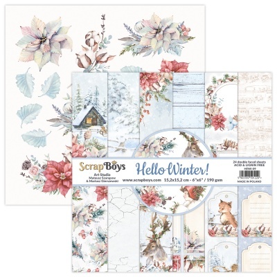 Folhas duplas de papel para scrapbooking com motivos de inverno e animais