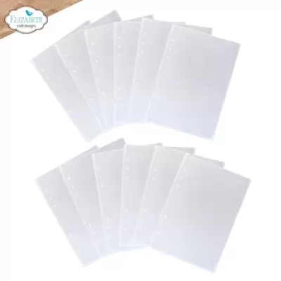 Folhas plásticas transparentes perfuradas para arquivamento com logotipo Elizabeth craft designs