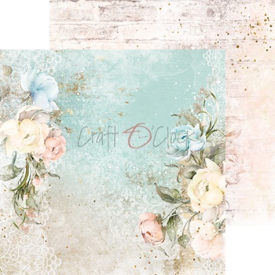 Papel decorativo com padrão floral e texto Craft O Clock