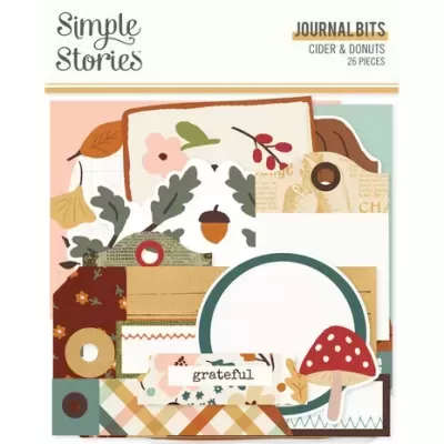 Pacote de recortes decorativos Simple Stories 'Journal Bits' Cider & Donuts com diversos motivos outonais
