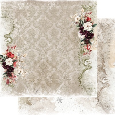 Papel decorativo vintage com flores vermelhas e brancas e padrão arabesco