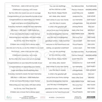 Painel com frases motivacionais e palavras em letras maiúsculas coloridas sobre fundo claro