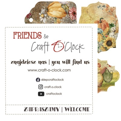 Cartão promocional com design de outono e texto em inglês e polaco