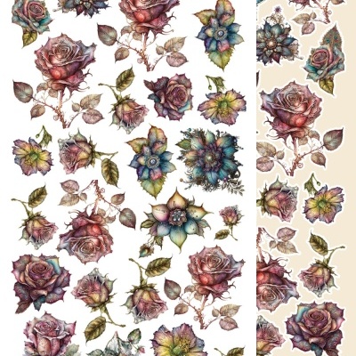 Ilustrações de flores em aquarela em várias cores sobre fundo branco