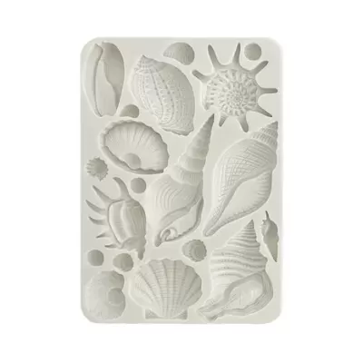 Moldes de silicone com formato de conchas marinhas em branco