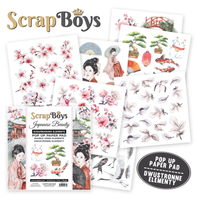 Papéis decorativos para scrapbooking com motivos japoneses variados