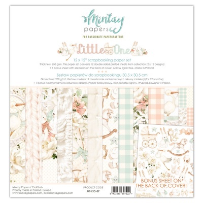 Conjunto de papel para scrapbook Mintay Papers Little Ones com vários padrões e embalagem