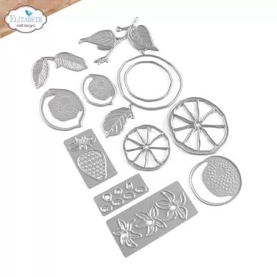 Moldes de corte metálicos prateados para artesanato com formas de frutas e flores