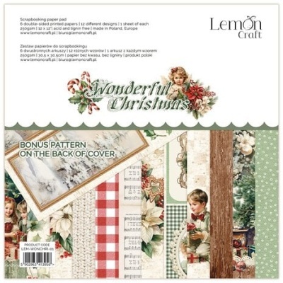 Papel para scrapbooking Lemon Craft com desenhos natalícios variados