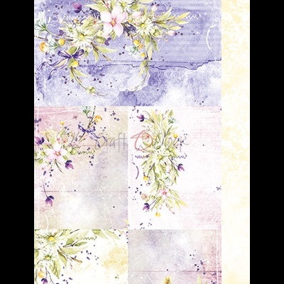 Padrão floral aquarelado em tons pastel com fundo texturizado e flores delicadas