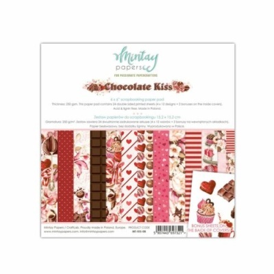 Papel de scrapbook Mintay Papers Chocolate Kiss com várias estampas de chocolate e doces