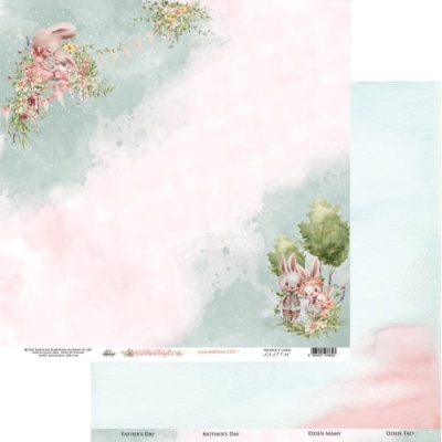 Papel decorativo com coelhos e flores em tons pastel para ocasiões festivas