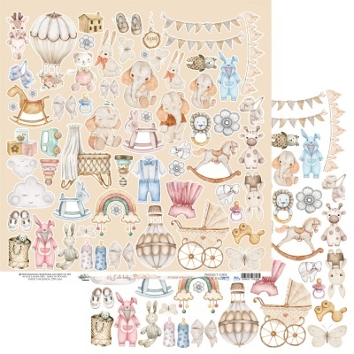 Adesivos decorativos infantis com animais e objetos em tons pastéis