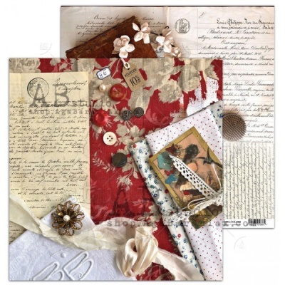 Papéis decorativos com padrões florais, texto manuscrito e acessórios para artesanato