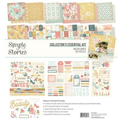Kit de papelaria com padrões florais tons pastel e amarelo da Simple Stories Wildflower