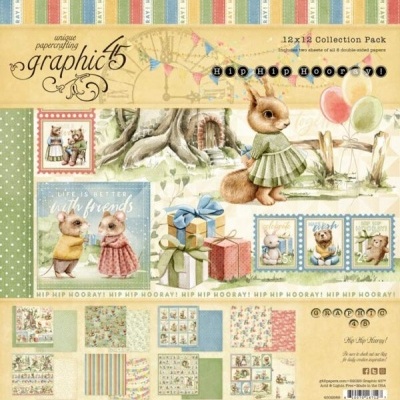 Pack de papel para scrapbooking com ilustrações infantis e texto